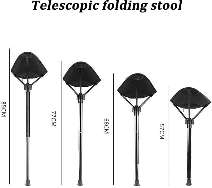 Portable Retractable Camping Stool Height-Adjustable One-Legged Chair with Carry Backpack for Fishing Hiking Hunting BBQ Bear up to 150kg