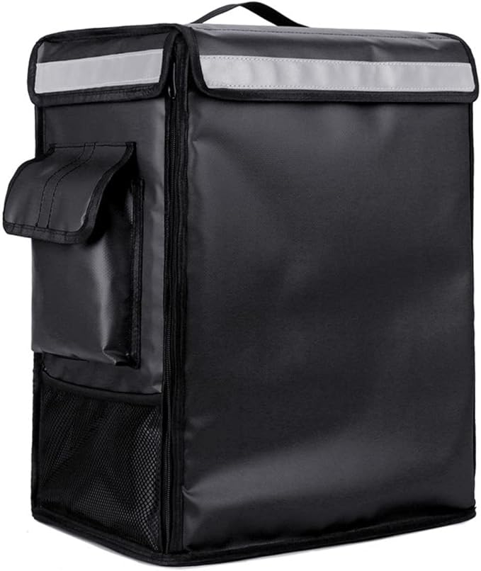 42L Takeaway Box Backpack Fast Food Pizza Delivery Thermal Ice Bags Waterproof Refrigerated Insulation Lunch Bags with PocketsBlack