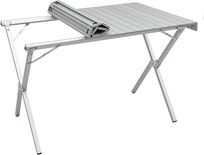 ALPS Mountaineering Folding Camping Table with Smooth Easy-to-Clean Roll Top and Sturdy and Lightweight Aluminum X Frame Shoulder Carry Bag 3 Sizes