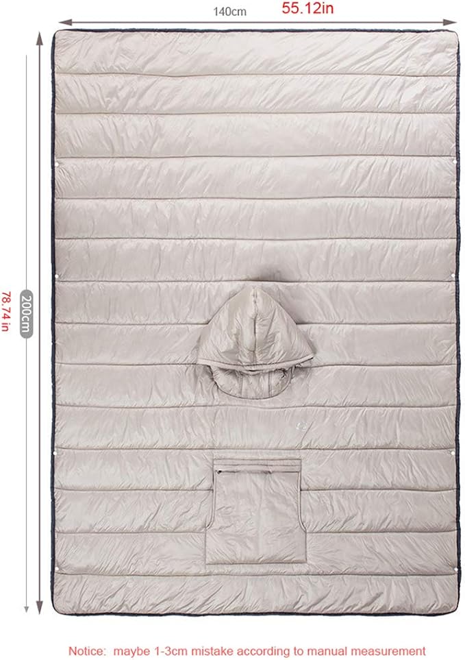 Gaorui Winter Poncho Coat Outdoor Camping Warmth Small Quilt Blanket Water-resisitant Sleeping Bag Cloak Cape with Hat for Adult (Purple)