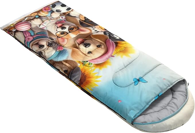 AILONEN Pink Flamingo Sleeping Bag for Kids GirlsWarm and Cool WeatherLightweightWaterproof BackpackingTropical Flamingo Theme Palm Leaves Sleeping Bag for Camping