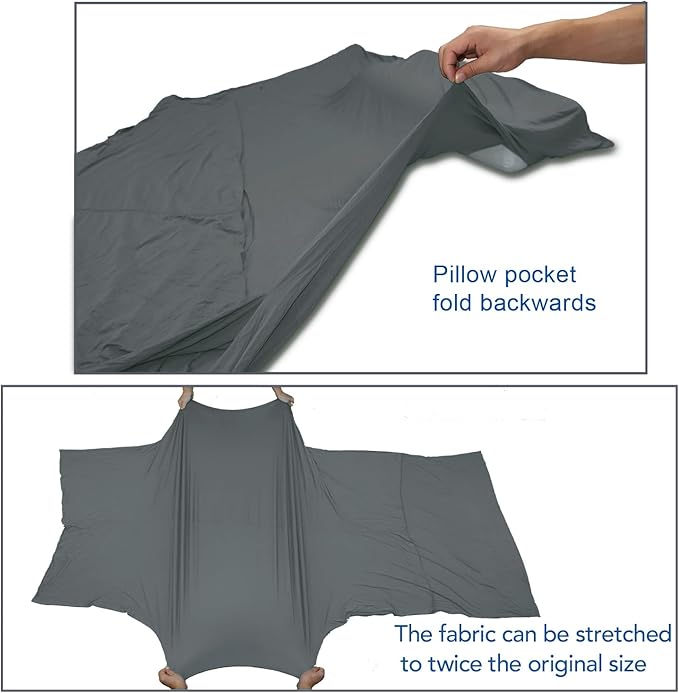Travel Sheets for Hotel Rayon Derived from Bamboo Stretchy Sleep Sack for Adults Warm Weather/Summer Sleeping Bag Liner for Camping and Travel Rectangular with Pillow Pocket Mummy Cooling Sheets