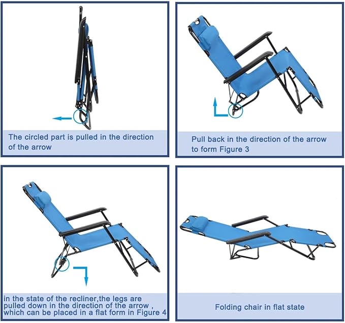 Portable Dual Purposes Extendable Folding Reclining Chair