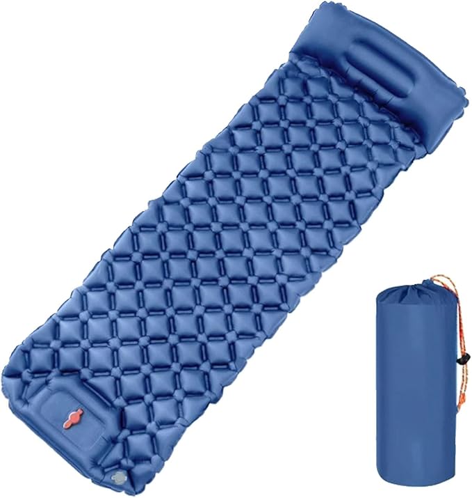Outdoor Camping Inflatable Mattress Sleep Pad with Pillows Travel Mat Folding Bed Light Weight Air Cushions Enduring Travel Mat Folding Bed