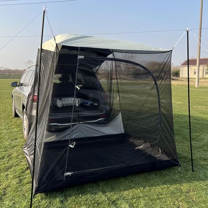 Car Awning Sun Shelter Camping SUV Rear Tent Portable Waterproof Roof Top Tent Canopy for SUV Minivan Hatchback Camping Outdoor Travel (Car Awning Sun Shelter with Mosquito Net)