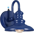 LONEDRUID Dusk to Dawn Sensor Outdoor Gooseneck Barn Light Fixtures Blue Exterior Wall Sconce Lighting Rustic Outside Porch Lantern Farmhouse Wall Mount Lamp for House Garage Patio