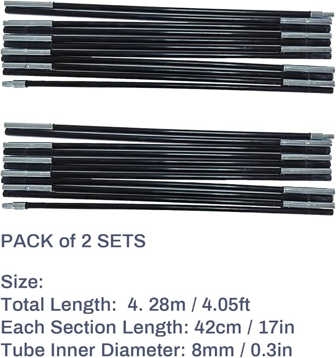 Tent Pole Repair Kit Splint Support Kit Replacements Aluminum Rod Adjustable Replacement Poles Accessories for Bike Tents Pack of 2
