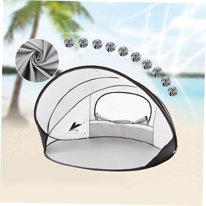Portable Full Automatic Beach Tent Double Outdoor Shelter Fishing Canopy Compact Folding Design for Sun Protection Silver