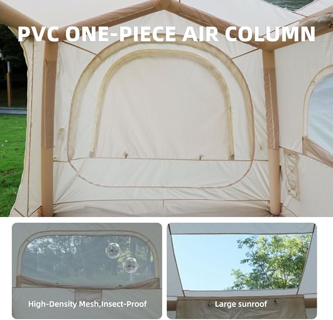 Inflatable SUV Tent for Camping - 4-6-8 Person 4 Season Waterproof Oxford Tailgate-Attachable &amp AC Compatible Easy Setup with Air Pump Air-Inflated Glamping Tent for Adults