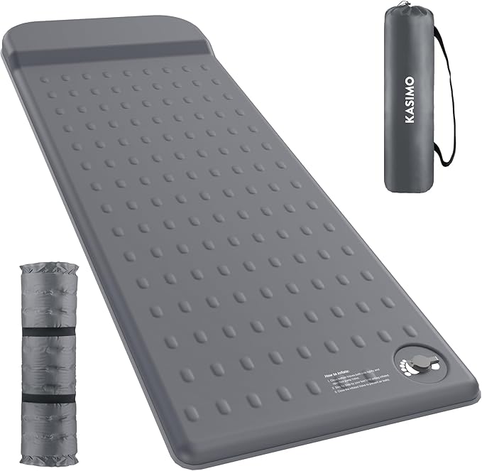 KASIMO Memory Sleeping Pad for Camping 3 Compact Ultra-Thick Foam Sleeping Mats with Pillow 9.5 R-Value Insulated Camping Mattress Pad or Car Travel Backpacking TentHome