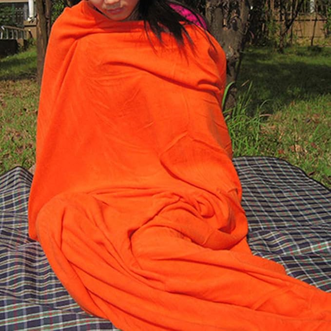Fleece Sleeping Bag Microfiber Lightweight Travel Sheet Liner Comfortable Warm Sleeping Bag for Cold Weather Camping Blanket with Carry Storage Bag for Outdoor Backpacking(Green)(Black)