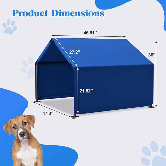 4×4×3 ft Dog Shade Shelter Pet Tent Outdoor Portable Pet Tent Outside Dog Sun Rain Canopy Pet House Animal Shelter for Small to Large Dogs Cats (Blue)