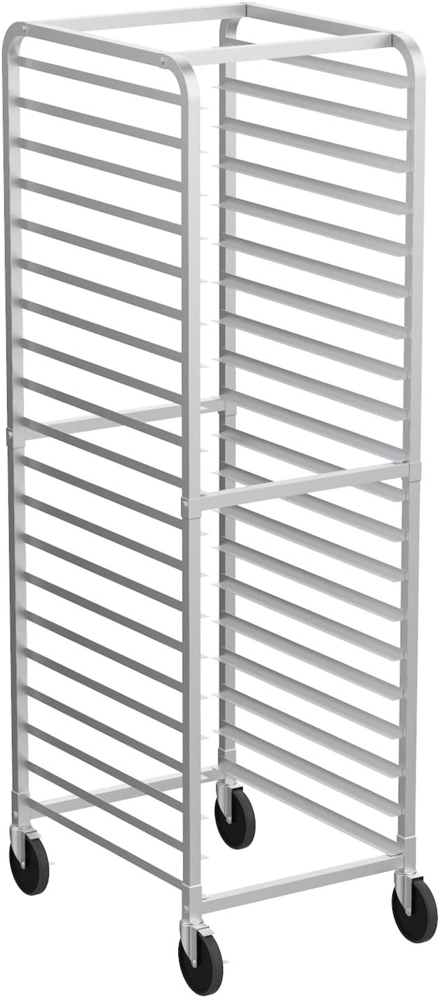 VINGLI 20-Tier Bakery Rack Commercial Stainless Steel Sheet Pan Rack with Brake Wheels for Kitchen Restaurant Pizzeria …