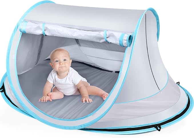 Baby Beach TentLarge Pop Up Beach Tent Sun Shade for BeachPortable Baby Travel Tent with Mosquito NetIndoor Baby Play TentUPF 50+ UV Protection Sun Shelters for Infants