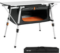 HEYTRIP Folding Camping Table with Storage Bag Roll-Up Aluminum Portable Beach Table Adjustable Height Picnic Table Grey