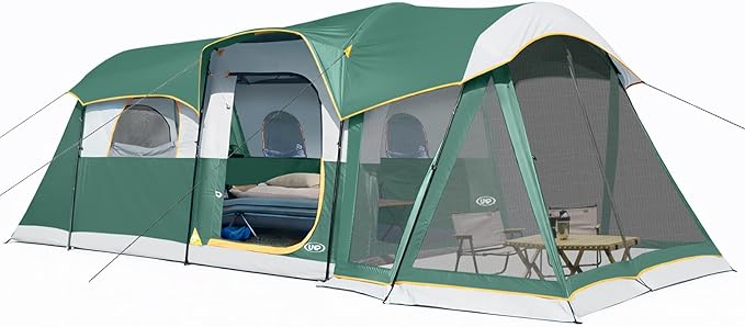 UNP Camping Tent 8 Person Waterproof Big Tunnel Tent with Screen PorchFamily Outdoor Large Tents for Camping 20' x 9' x 80in(H)