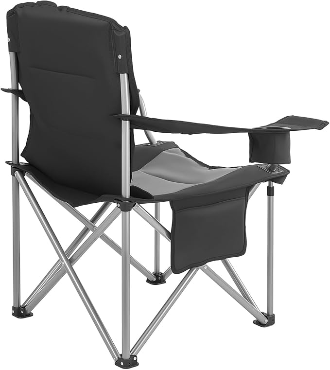 VEVOR Oversized Camping Folding Chair Portable Heavy Duty Outdoor Quad Lumbar Back Padded with Side Pockets Cup Holder and Cooler Bag for Beach Lawn Picnic Fishing Backpacking 2 Pack