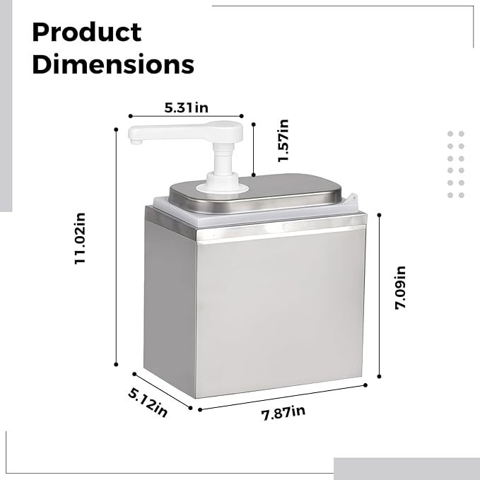 2L Sauce Pump Dispenser Adjustable Stainless Steel Condiment Pump for Syrup Honey and Sauces Ideal in Kitchens and Restaurants