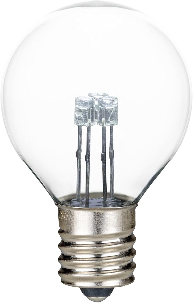 Novelty Lights 25 Pack G30 Glass LED Globe Bulbs String Light Replacement Bulbs E12 Candelabra Base Energy Efficient Outdoor Patio Lighting Pure White