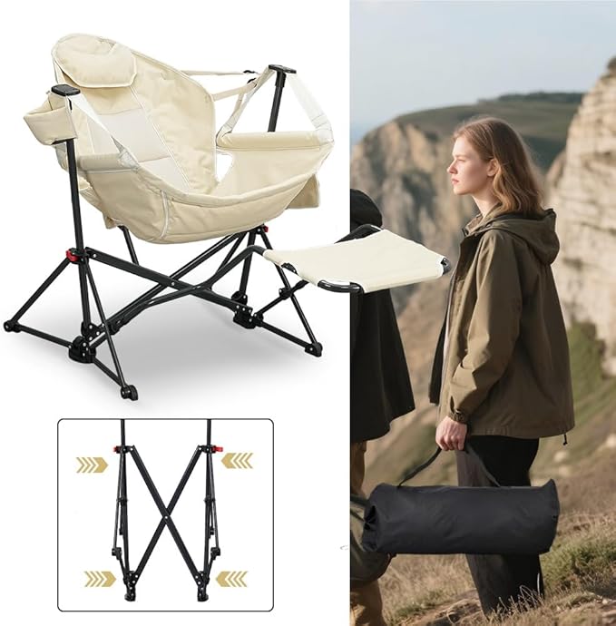 outdoor basic Adjustable Camping Folding Chair with Footrest - Portable Zero Gravity Lounge Chair for Beach Lawn Picnic Fishing &amp Backpacking Trips Supports 600lbs