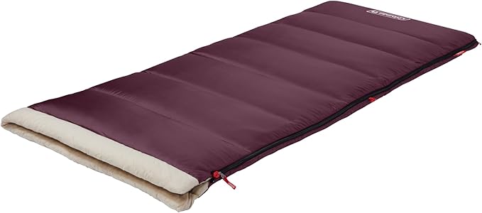 Coleman Autumn Glen 50°F Sleeping Bag Lightweight Sleeping Bag with No-Snag Zipper &amp Storage Stuff Sack Machine Washable for Easy Cleaning Great for Camping Sleepovers &amp Guests