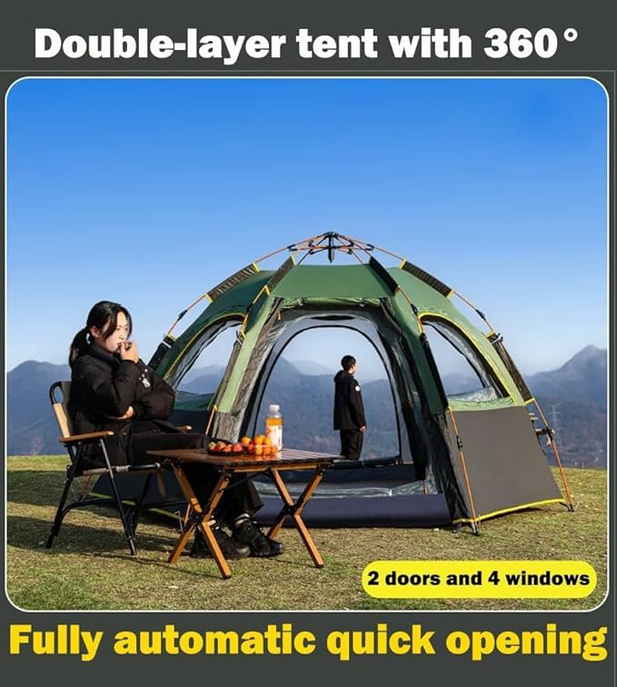 Camping Tent with Instant Setup 2/3 Person Weatherproof Easy Quick Set Up in 60 Seconds with Rainfly Backpack Tent for Family Camping &amp Hiking Upgraded VentilationCenter Height 66-inch