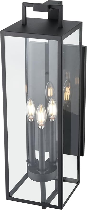 ML Lighting | Lamont Collection | 280003-TBK | 3 Light Outdoor Wall Sconce in Textured Black Finish with Clear Glass Shade | Perfect for Walkways Porches Backyards Patios and Driveways