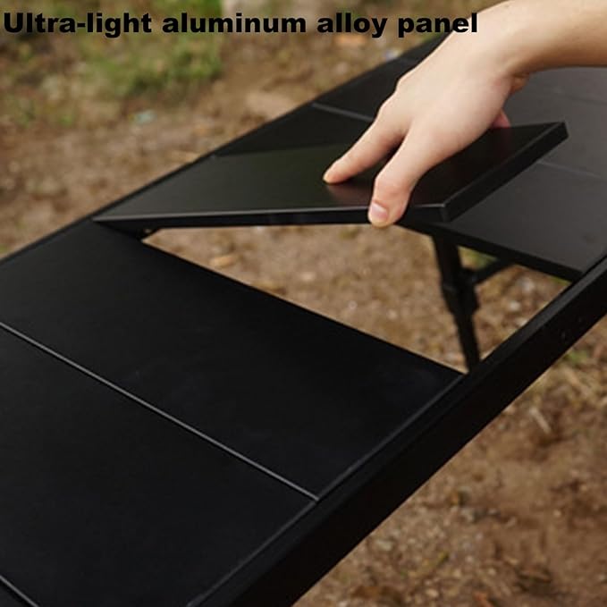 Portable Aluminum Folding Camping Picnic Table with Adjustable Height and IGT Stove Ideal for Picnics Parties and Banquets