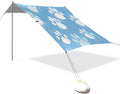 Blue Paw Print Beach Tent Sun Shelter 9.2' x 10.5' Beach Canopy with 4 Sandbags 4 Stability Poles Sand Shovels - Tent Canopy for Beach Camping Fishing Picnics