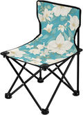 KLL Chic White Clematis Flowers Teal Background Folding Camping Chairs Lightweight Folding Backpack Chair Carry Bag Included Ice Fishing Chairs for Traveling Camping