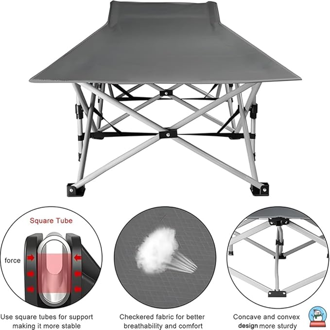 Camping Bed with Mattress Maximum Load Capacity 560-760 pounds can be Used as Travel Equipment Office Lunch Break Beach Vacation and Family Leisure (67in-mattressless)