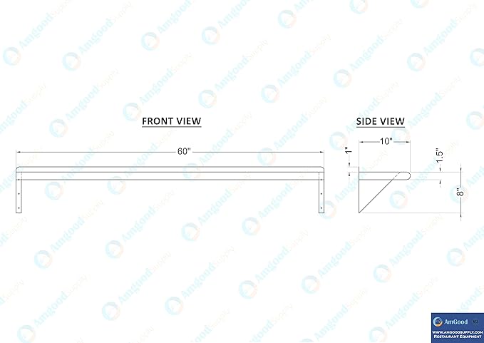 AmGood 10 X 60 Stainless Steel Wall Shelf | NSF | Metal Shelving | Garage Laundry Storage Utility Room | Restaurant Commercial Kitchen