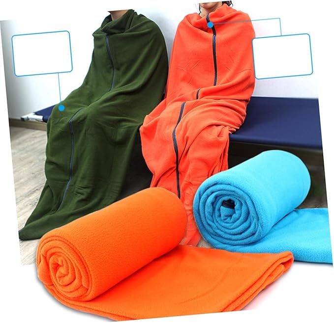 PRETYZOOM Portable Fleece for Adults with Adjustable Zipper Breathable Design Multifunctional Linkable Envelope Style for Camping Hiking Outdoor Travel with Compact Storage Bag Orange