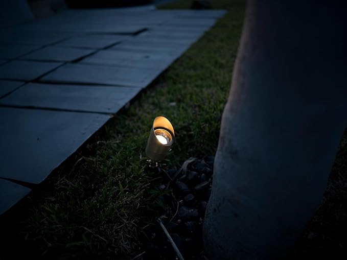 12V LogiSpot Brass Outdoor Spotlight (Bronze) for Low Voltage Landscape Lighting of Yard Lawn Garden Patio Trees &amp House