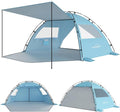 Elegear CumbreX™ Beach Tent Sun Shelter with Canopy 6-8 Person Beach Tent Easy Setup UPF 50+ UV Protection Portable Lightweight Double Silver Coating Cabana Sun Shade Shelter - Sky Blue