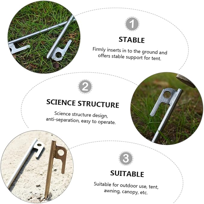 4Pcs Stainless Steel Tent Stakes Heavy Duty Camping Floor Pins for Outdoor Use Lightweight and Portable Design for Tents Awnings and Canopies