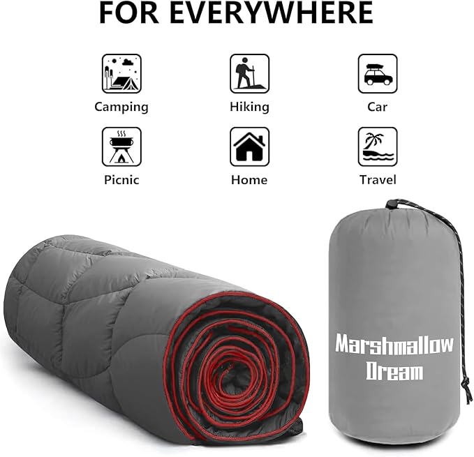 Camping BlanketMINI Puffy Blanket Lightweight Windproof Water Resistant for OutdoorsHikingBeachCarPicnicStadium