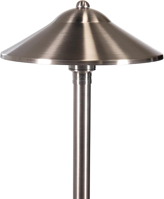 VOLT Max Spread 12V Stainless Steel Path Light (25 Tall 9 Shade) with 3W 2700K Warm White G4 LED Bulb for Low Voltage Landscape Lighting on Outdoor Pathway Walkway Garden Driveway or Patio
