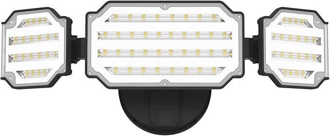 LEPOWER 4500LM Outdoor Flood Lights 45W LED Flood Light Exterior Flood Lights Switch Controlled 5000K 3 Adjustable Heads IP65 Waterproof Outdoor Lights for House Garage Yard Black