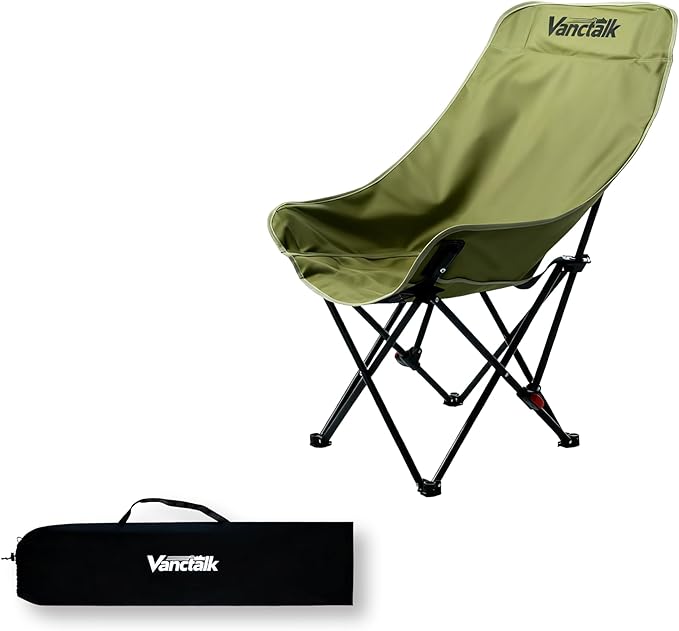 Outdoor Folding Chair Ultralight 4.4LBS Portable Camping Chair with Adjustable Gear Lever &amp Carry Bag 330LBS Heavy Duty Carbon Steel Chair for Camping Hiking Picnic Outdoor Activities