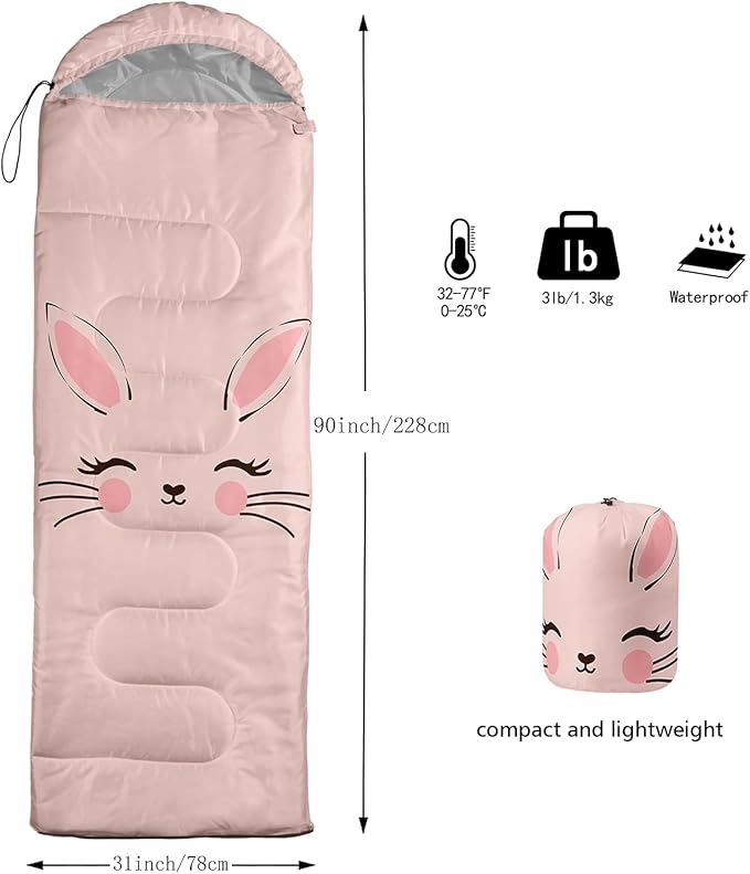 QOOMO Camping Sleeping Bags3 Season Warm &amp Cool WeatherLightweightWaterproof Sleeping Bags for Adults &amp KidsTravelingand OutdoorsCamping Gear Equipment