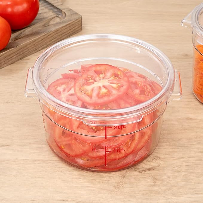 Restaurantware-LID ONLY: Met Lux Food Storage Container Lid 1 Round Marinating Container Lid - Containers Sold Separately With Date Indicator Clear Plastic Lid Dishwashable Freezable