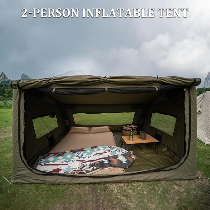 TOMOUNT Inflatable Canvas Tent with PumpEasy Setup Blow Up Tent for Camping