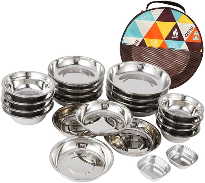 1 Set Outdoor Tableware Portable Camping Dishes and Dinner Plates Lightweight and Durable for BBQ Hiking and Picnic Use with Convenient Storage Bag