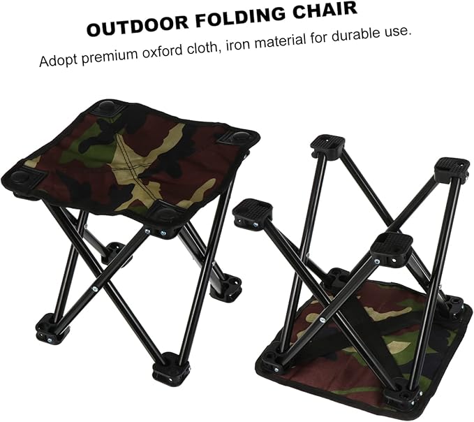 Mikikit Folding Fishing Stool Compact Outdoor Camping Chair Oxford for Comfortable Use