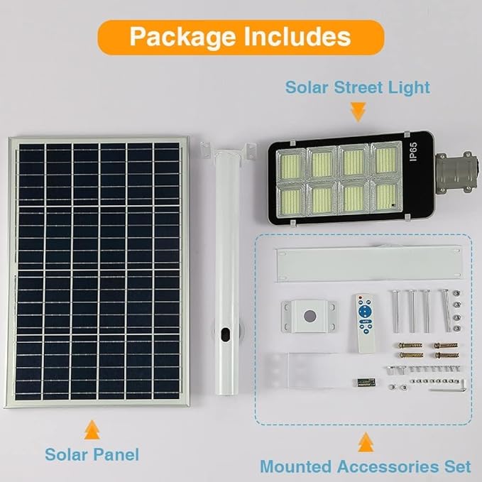 8000W LED Solar Street Lights Outdoor Dusk to Dawn Security Flood Light with Remote Control Wireless Waterproof Perfect for Yard Parking lot Street Garden and Garage