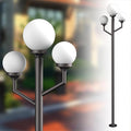 79'' Outdoor Lamp Post Light with Triple Globe Head Waterproof Street Light Pole Lamp for Outside with 3Pcs 10W Bulbs Outdoor Post Light for Garden Yard Patio Driveway-Brown Pole