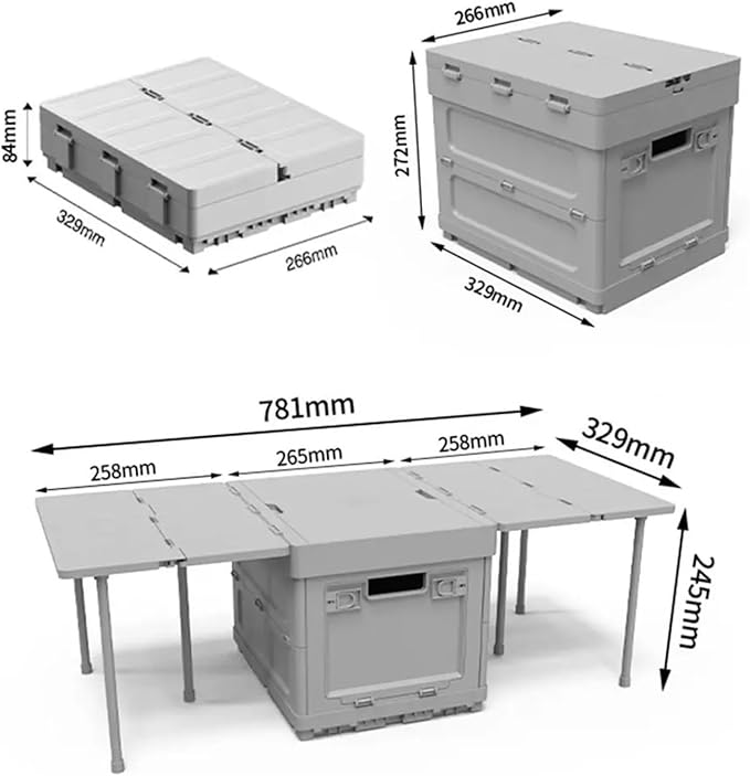 Folding Table with Storage Container Portable Folding Table with Storage Capacity for Outdoor
