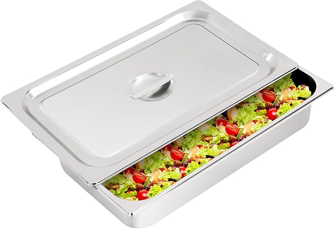 4 Pack Full Size Stainless Steel Hotel Pans 4 Deep Steam Table Pan 21 L x 12.8 W Stainless Steel Food Storage Containers Buffet Pan with Lids for Home Party Restaurant Hotel Buffet