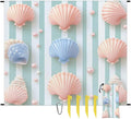 Waterproof Sandproof Beach Blanket 59''×68'' Ocean Scallop Decoration Polyester Outdoor Picnic Blanket with 4 Stakes &amp Storage Bag for BeachCampingVacation